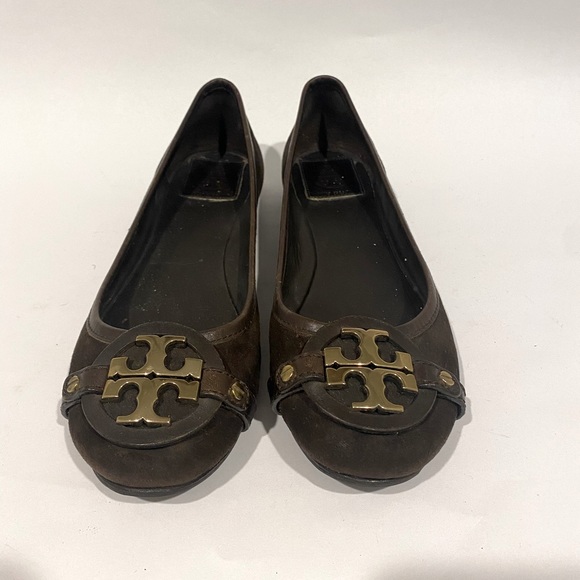 Tory Burch Chocolate Suede Aaden Ballet Flat Size 8.5 - Picture 4 of 7